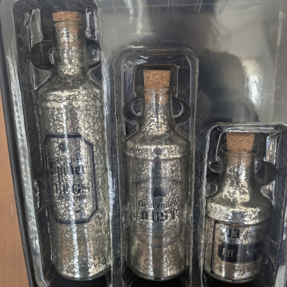 Kohl's Metallic Silver Bottle Trio with Cork Stoppers